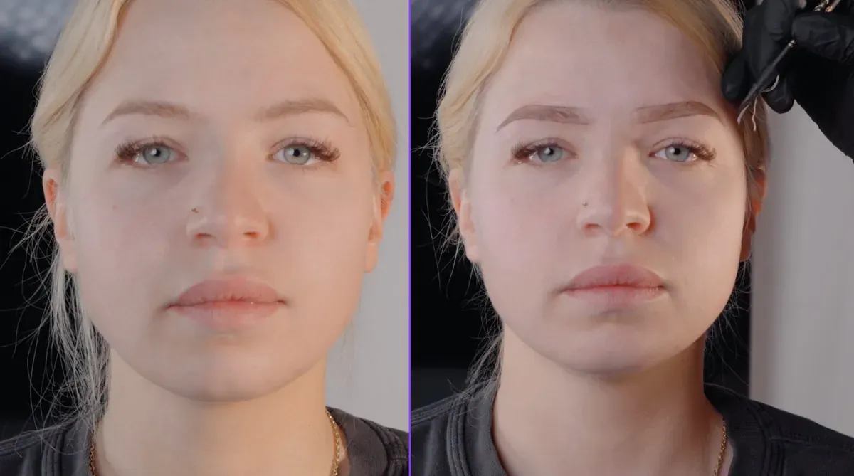 Eyebrow drawing (mapping) before and after
