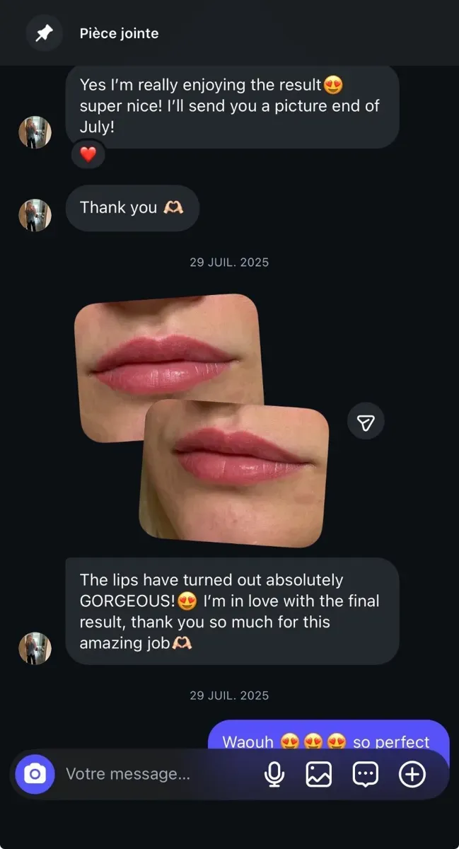 A message from a client delighted with her healed result