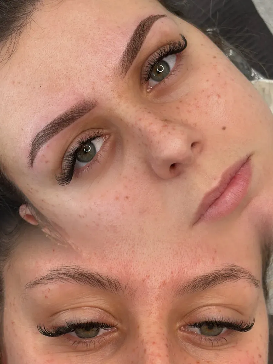Powder Brows vorher und nachher bei aschblondem Haar