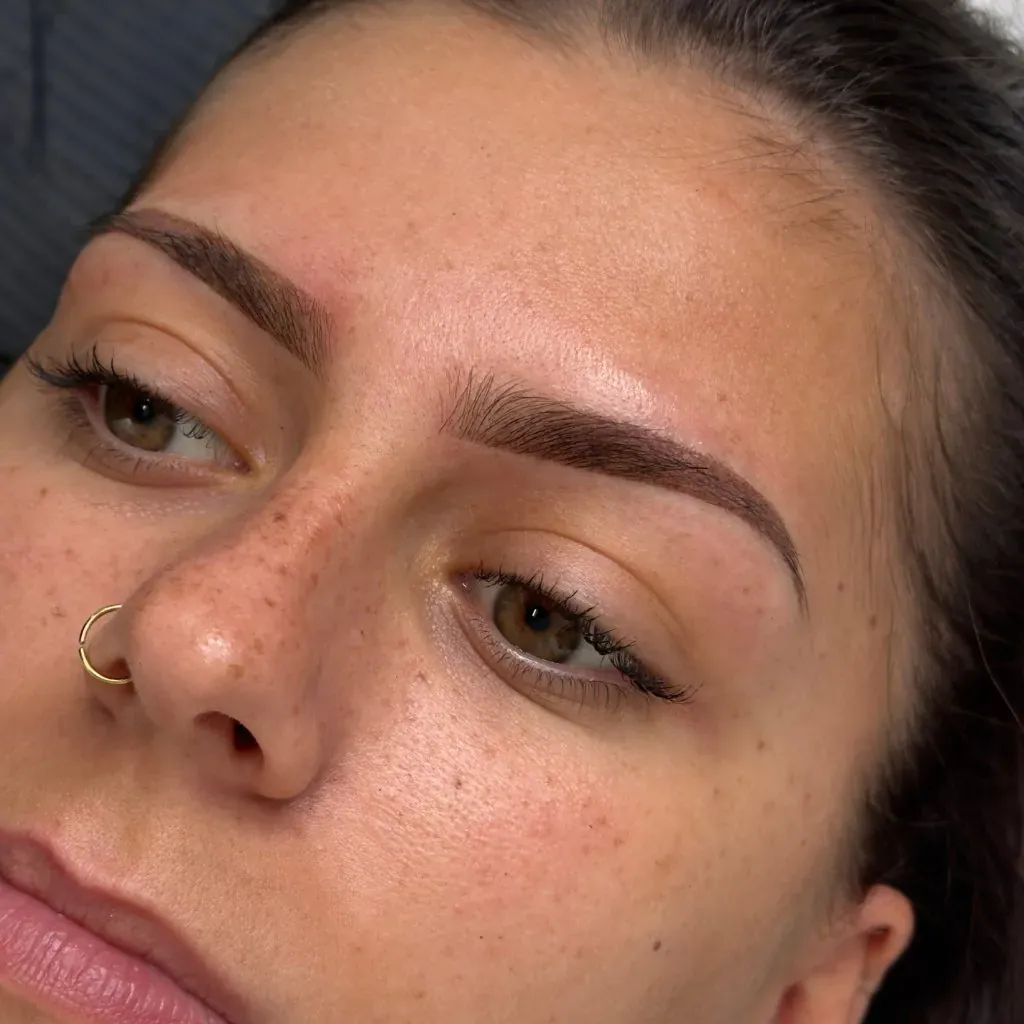 Nahaufnahme der Augenbrauen nach den Powder Brows