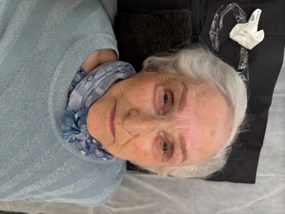 Client over 80 after powder brows