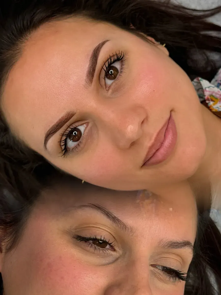 Powder Brows vorher und nachher bei dunkelbraunem Haar