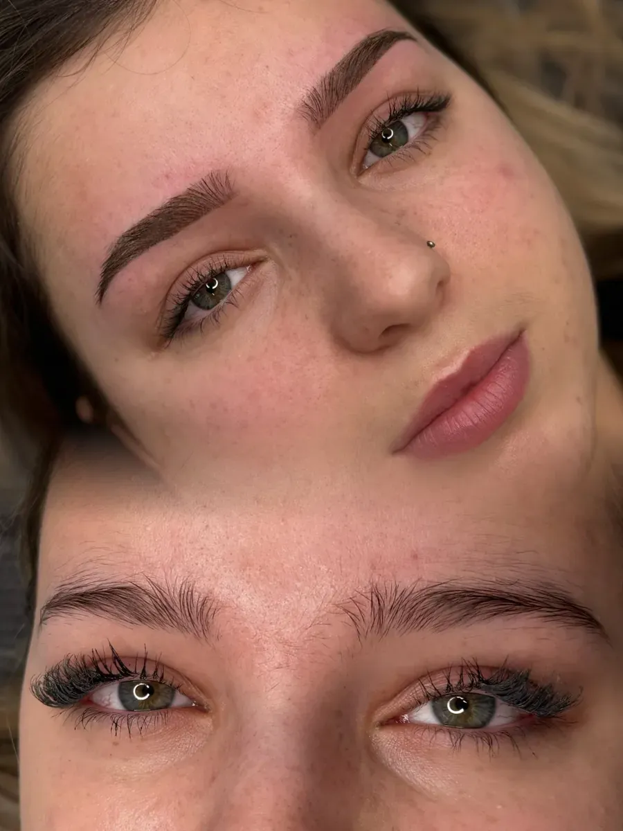 Powder Brows vorher und nachher bei braunem Haar