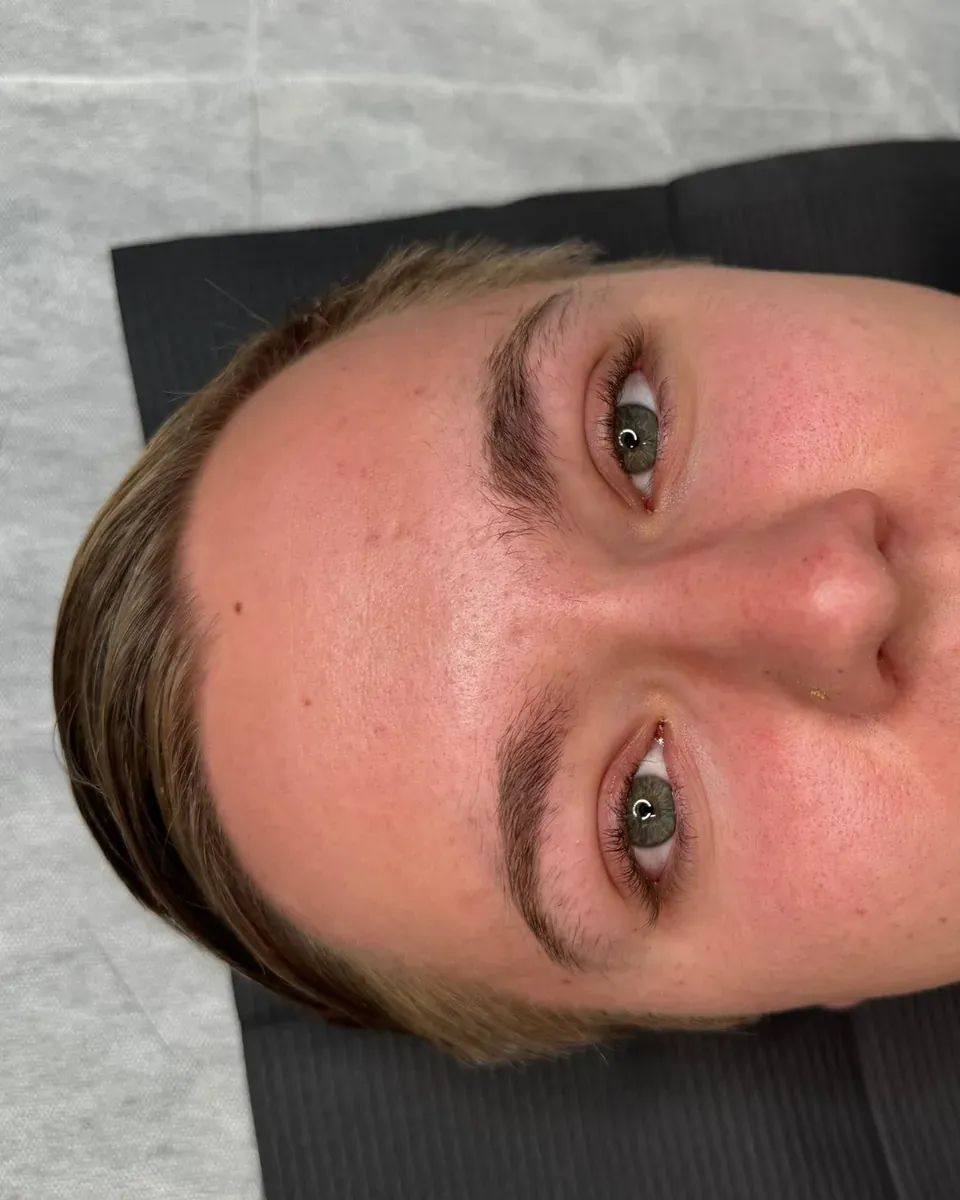 Male client before powder brows