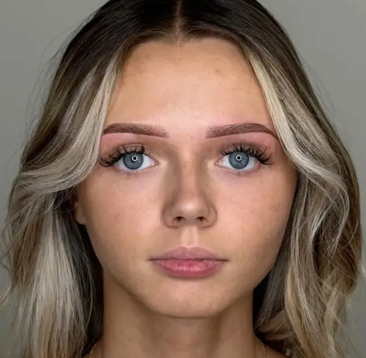The same client right after powder brows